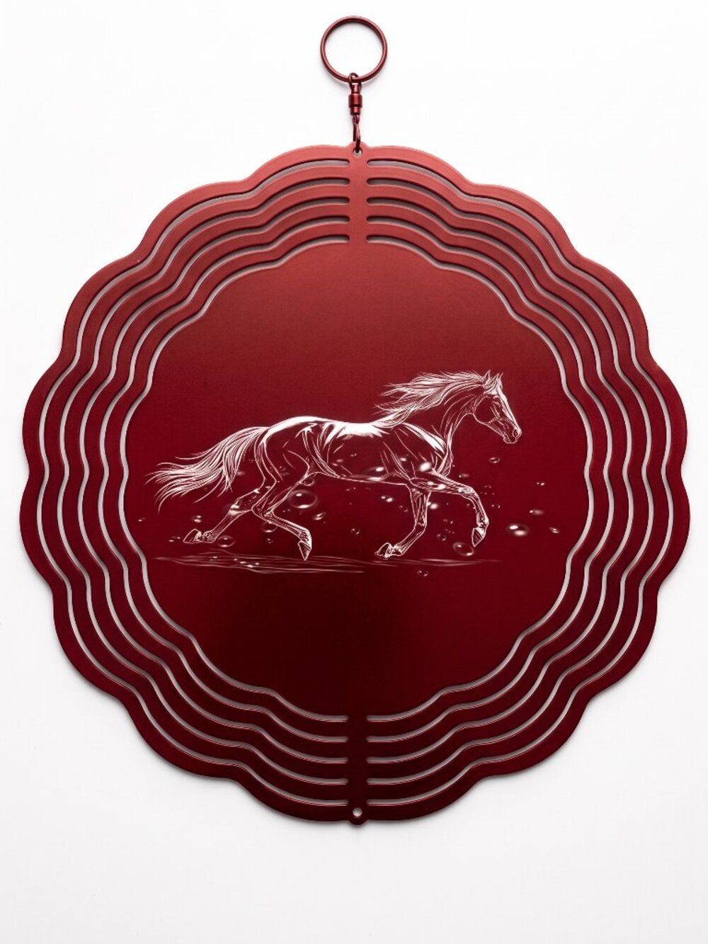 10" Running Horse Kinetic Wind Spinner - Red Metal Hanging Yard Decor